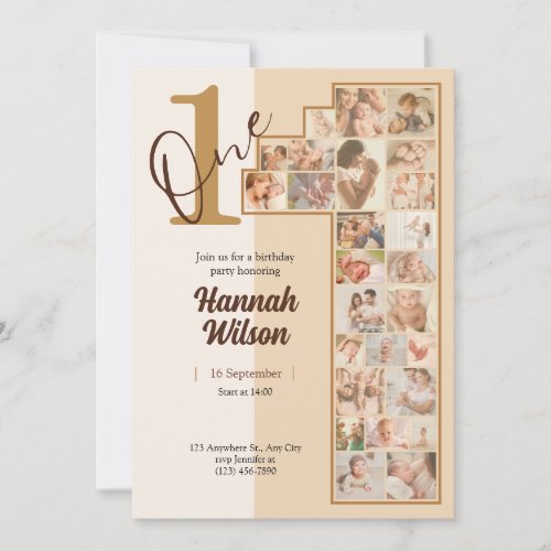 Create Your Own Photo Simple Minimal Baby Beige Invitation