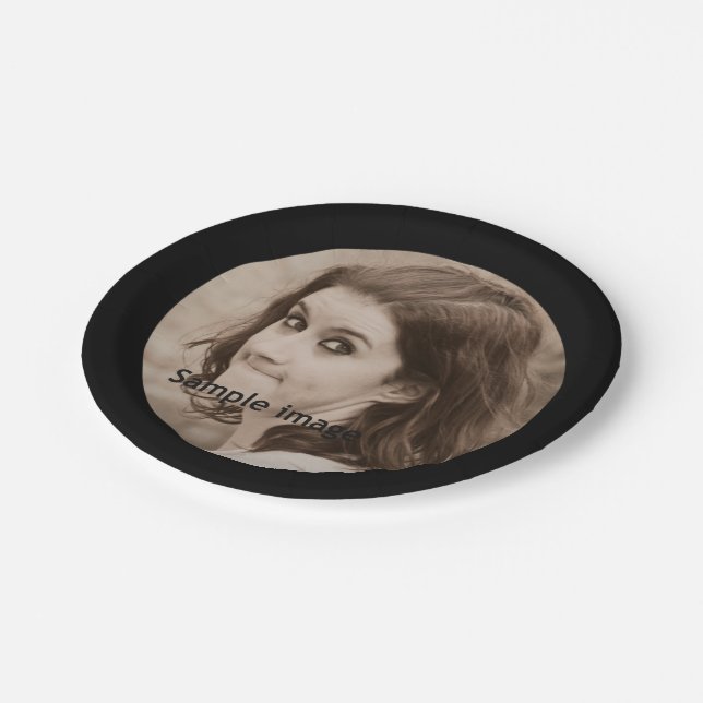Create Your Own Photo | Simple Modern Black Party Paper Plates (Angled)