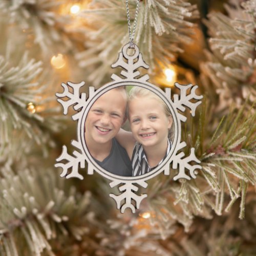 Create Your Own Photo Snowflake Pewter Christmas Ornament