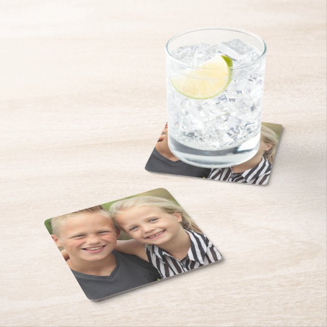 Create Your Own Photo  Square Paper Coaster (Insitu)