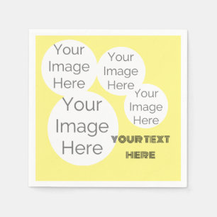create your own photo text napkin in yellow