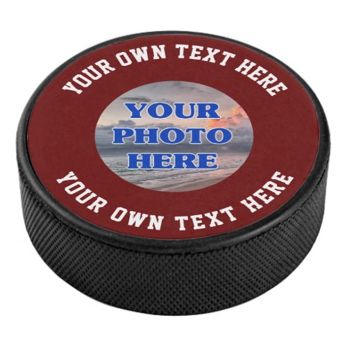 Create Your Own Photo Text Personalized Hockey Puc Hockey Puck