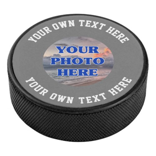 Create Your Own Photo Text Personalized Hockey Puc Hockey Puck