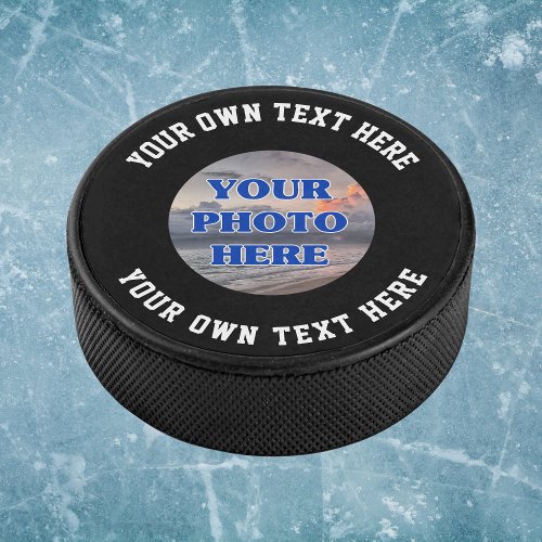Create Your Own Photo Text Personalized Hockey Puck