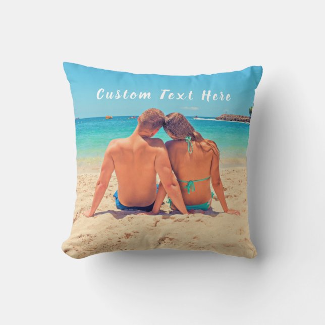 Create Your Own Photo Throw Pillow Custom Text (Front)