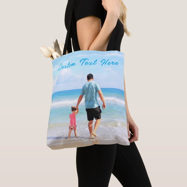 Create Your Own Photo Tote Bag Gift Custom Text (Close Up)