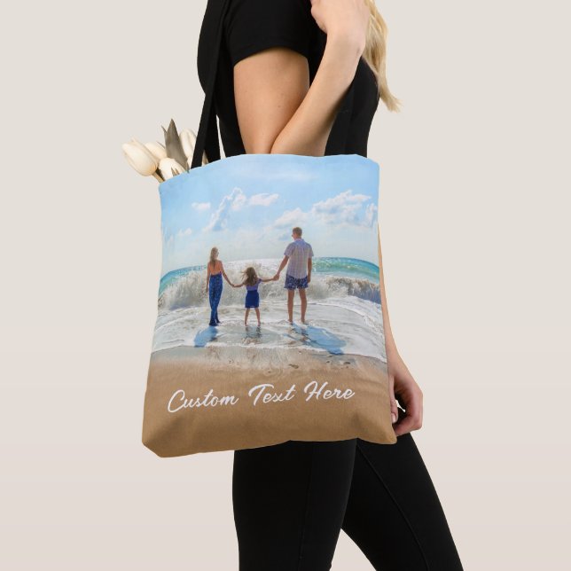 Create Your Own Photo Tote Bag Personalized Text (Close Up)