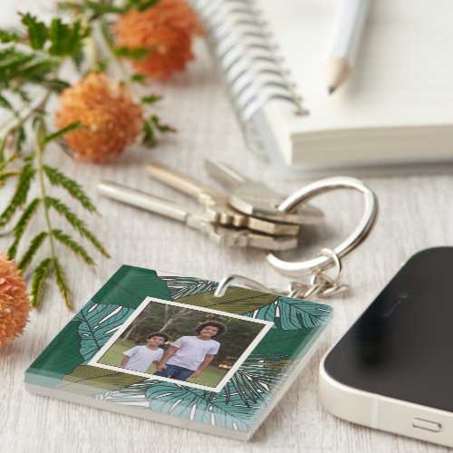 Create Your Own Photo Tropical Pattern  Keychain