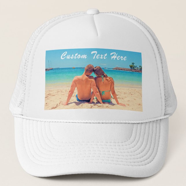 Create Your Own Photo Trucker Hat Custom Text (Front)
