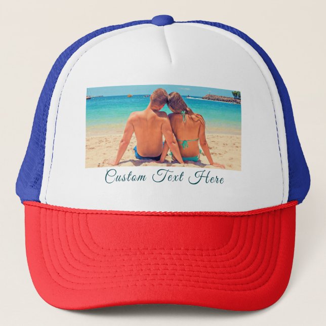 Create Your Own Photo Trucker Hat Custom Text Name (Front)