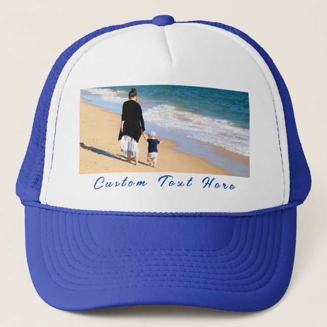 Create Your Own Photo Trucker Hat with Custom Text (Front)