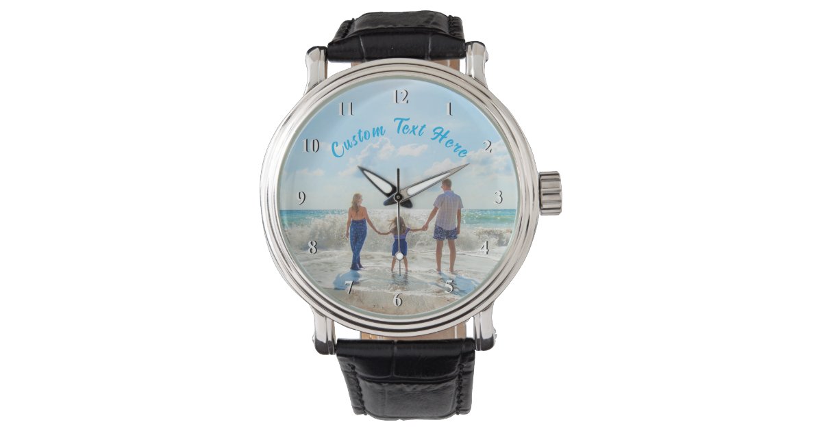 Create Your Own Photo Watch with Custom Text | Zazzle