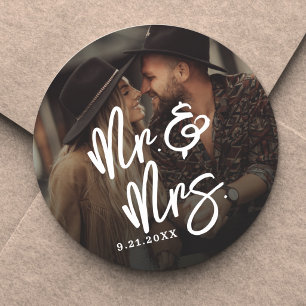 Create Your Own Photo Wedding Classic Round Sticker