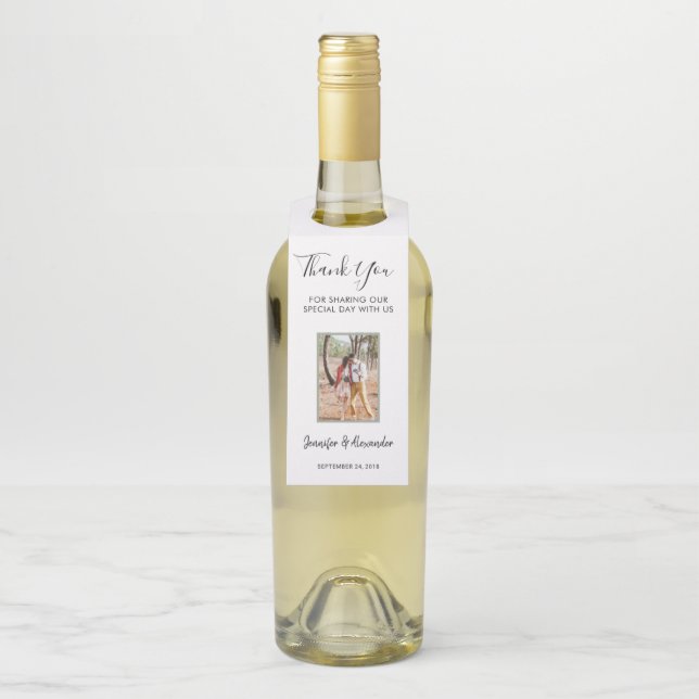 Create your own photo Wedding Thank You Bottle Hanger Tag (On Bottle)