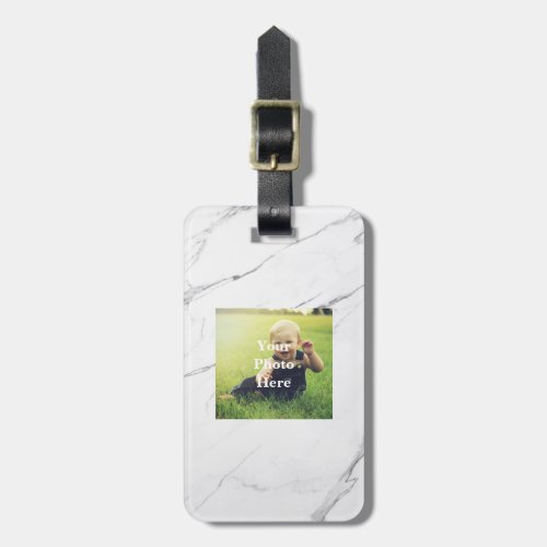 Create Your Own Photo White Marble luggage tag