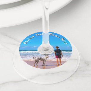 Create Your Own Photo Wine Glass Tags Custom Text