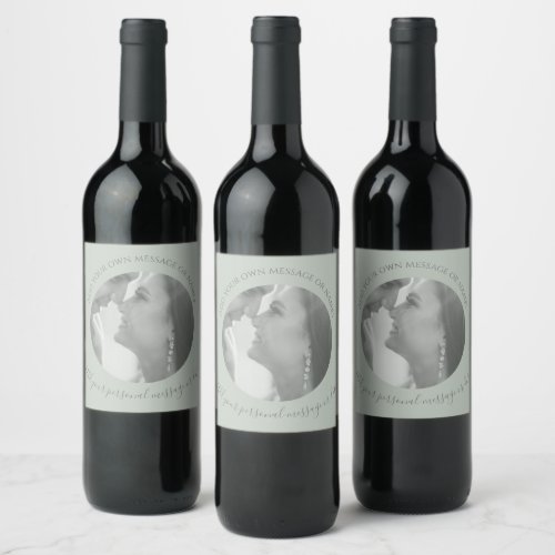 Create Your Own Photo Wine Sage Green Label 