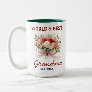 Create Your Own Photo World best Grandma Floral Two-Tone Coffee Mug