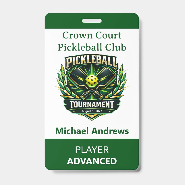 Create Your Own Pickleball Tournament Badge (Front)
