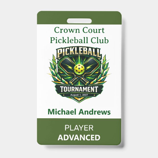 Create Your Own Pickleball Tournament Badge (Front)