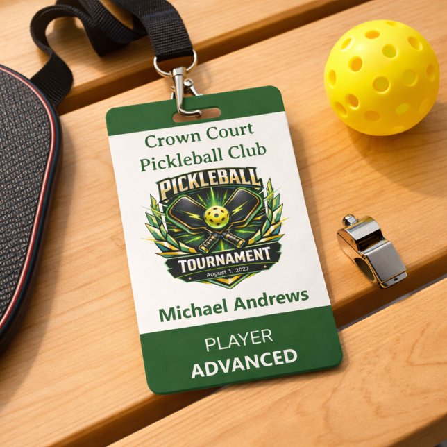 Create Your Own Pickleball Tournament Badge (Pickleball Tournament Badge for players, refs, spectators and more. Logo design. Customize,)