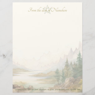Create Your Own Pine Forest Lake Scenic Floral Letterhead