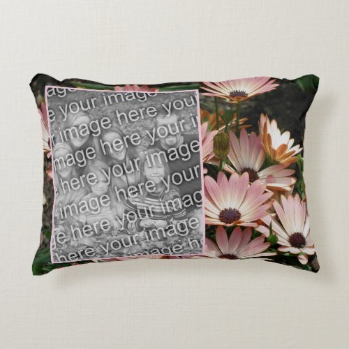 Create Your Own Pink African Daisy Flowers Photo Accent Pillow