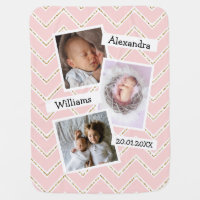 Create Your Own Pink Baby Girl Custom Photo & Name Baby Blanket