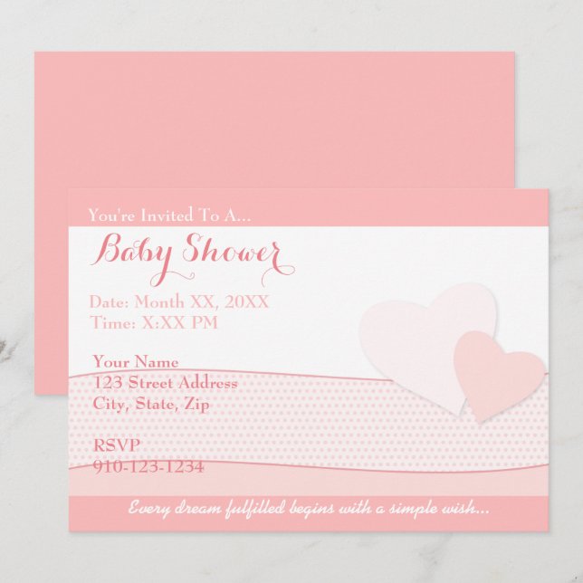 Create Your Own Pink Baby Shower Invitation (Front/Back)