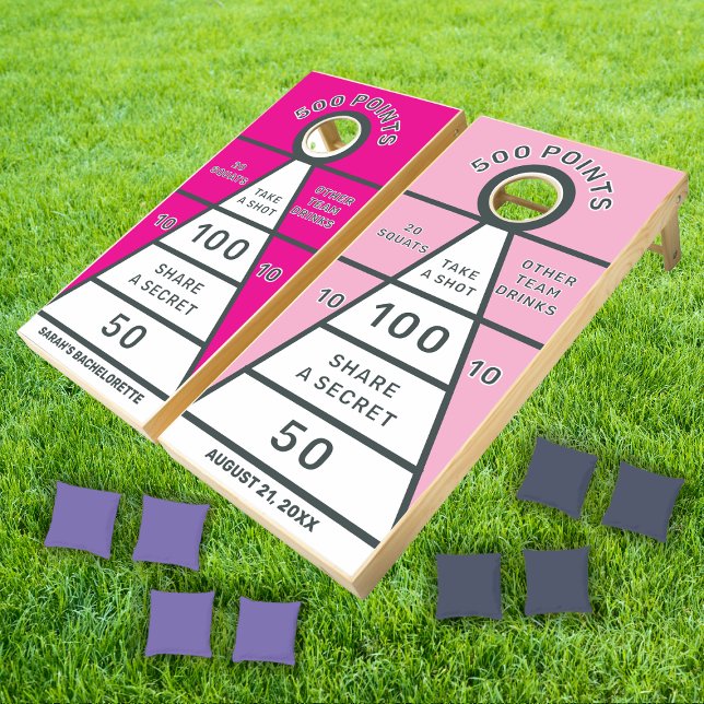 Create Your Own Pink Bachelorette Party Cornhole Set (Pink Bachelorette Party Cornhole Set Drinks Game)