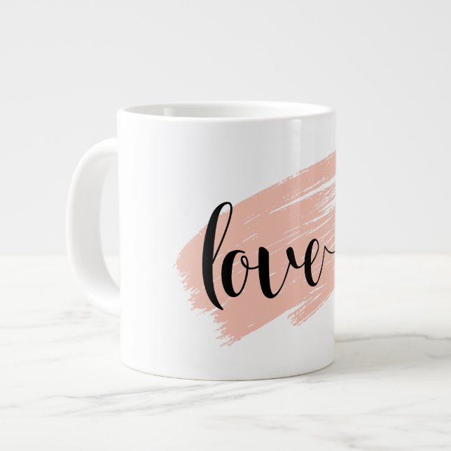 Create Your Own Pink Black Valentine's Day Giant Coffee Mug (Front Left)
