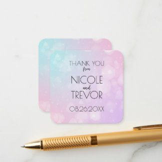 Create Your Own - Pink Blue Bokeh Thank You Enclosure Card