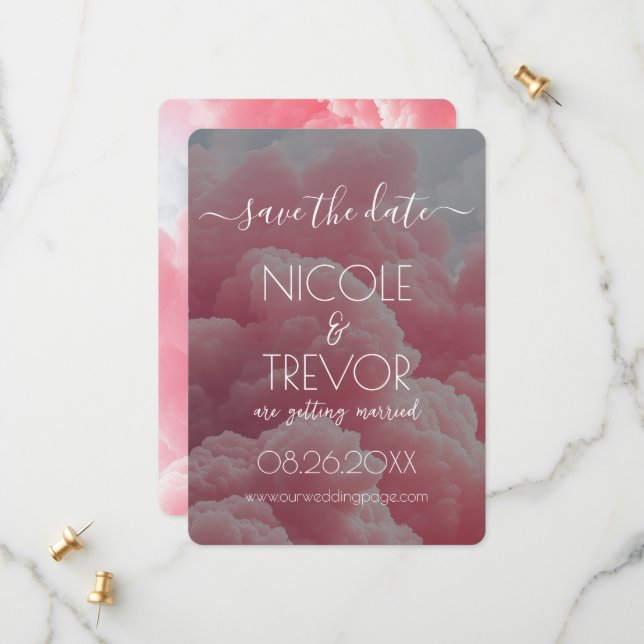 Create Your Own - Pink Cloud Save The Date (Front/Back In Situ)