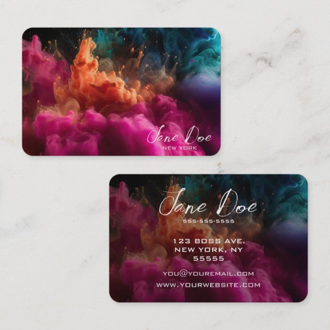 Create Your Own Pink Color Clouds Business Card (Front/Back)