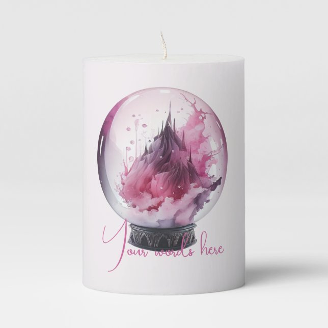 Create Your Own Pink Crystal Ball Pillar Candle (Front)