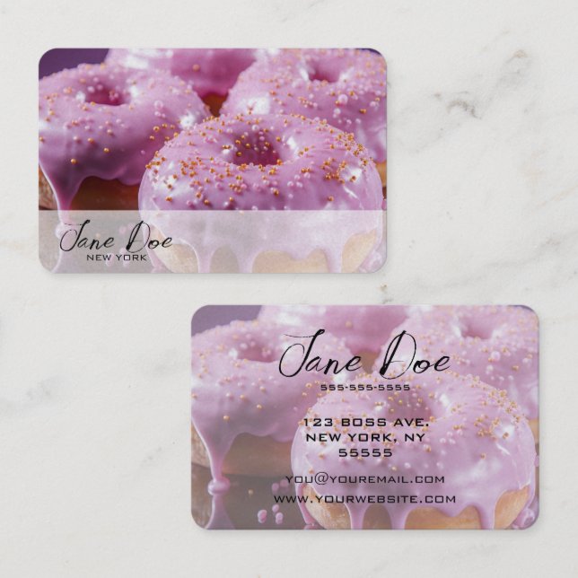 Create Your Own Pink Donuts Business Card (Front/Back)