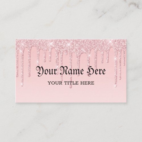 Create Your Own Pink Dripping Glitter Business Card