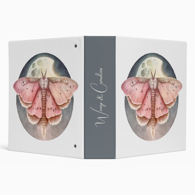 Create Your Own Pink Full Moon Moth 3 Ring Binder (Background)