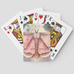 Create Your Own Pink Full Moon Moth Poker Cards