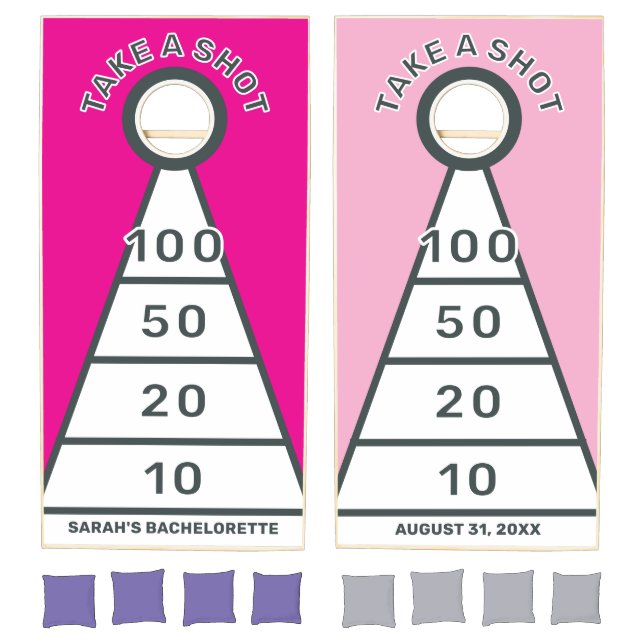 Create Your Own Pink Girly Toss Bachelorette Party Cornhole Set (Set)