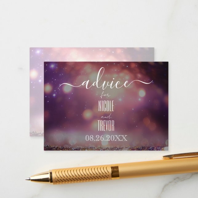 Create Your Own Pink Glitter Lights Bokeh Advice Card (Front/Back In Situ)
