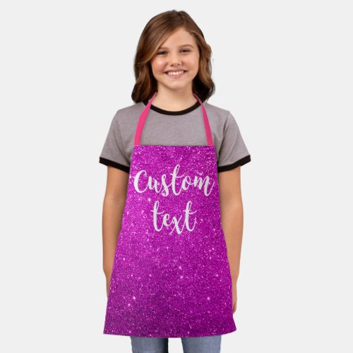 Create Your Own Pink Glitter Personalized Kids Apron