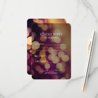 Create Your Own Pink Gold Bokeh RSVP Card