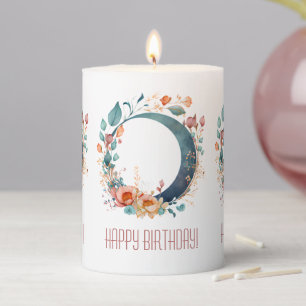 Create Your Own Pink & Gold Floral Moon Pillar Candle