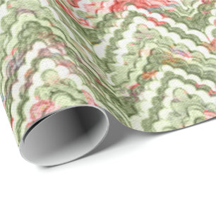 Create Your Own Pink & Green Scalloped Chevron Wrapping Paper
