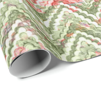 Create Your Own Pink & Green Scalloped Chevron Wrapping Paper