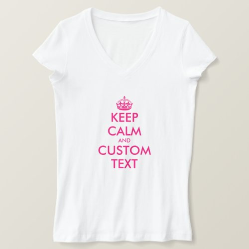 Create your own pink Keep calm V neck t shirt