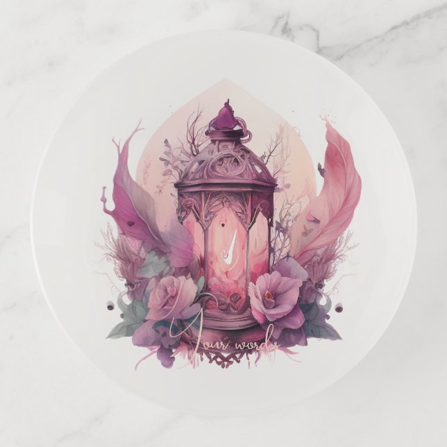 Create Your Own Pink Lantern & Roses Trinket Tray (Front)