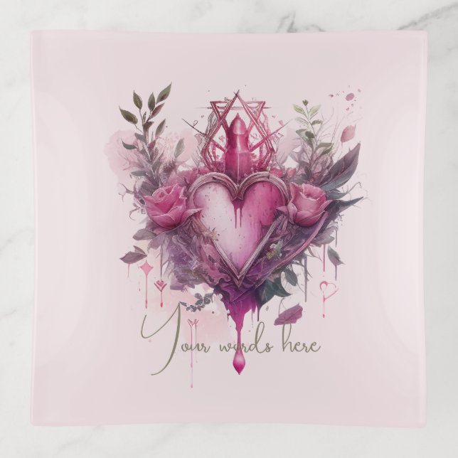 Create Your Own Pink Love Candle Trinket Tray (Front)