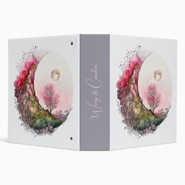Create Your Own Pink Moon Landscape 3 Ring Binder (Background)
